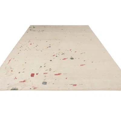 Rug & Kilim 's Distressed Rug In White, Multicolor Abstract Pattern In White;gray