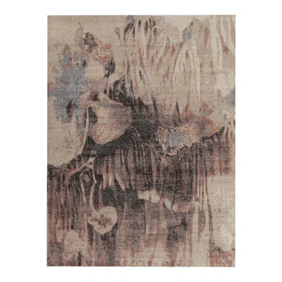 Pre-owned Rug & Kilim 's Distressed Style Abstract Rug In Beige, Black, Purple
