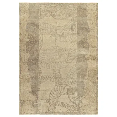 Pre-owned Rug & Kilim 's Distressed Style Abstract Rug In Beige-brown & Gray Pattern