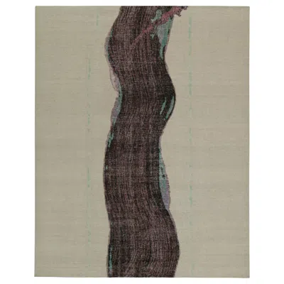 Pre-owned Rug & Kilim 's Distressed Style Abstract Rug In Gray With Purple Pattern