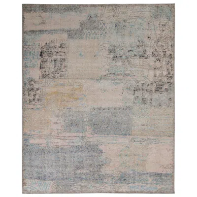 Pre-owned Rug & Kilim 's Distressed Style Abstract Rug In Pink And Blue All-over Pattern