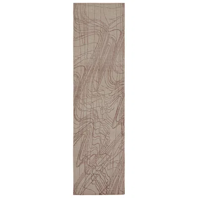 Pre-owned Rug & Kilim 's Distressed Style Abstract Runner In Beige-brown Geometric Pattern