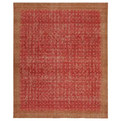 Pre-owned Rug & Kilim 's Distressed Style Transitional Rug In Red Geometric Patterns