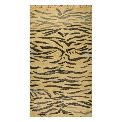 Rug & Kilim 's Distressed Tiger Skin Rug In Gold, Black And Gray Tones In Black;gold;gray