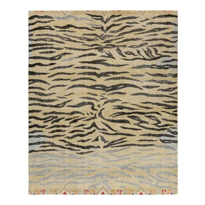 Rug & Kilim 's Distressed Tiger Skin Rug In Gold, Black And Gray Tones In Black;gold;gray