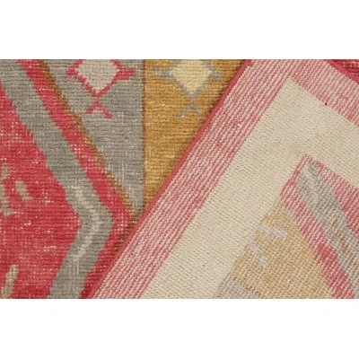 Rug & Kilim Distressed Yuruk Style Rug In Red, Gray, Gold Diamond Pattern By  In Red;gold;gray