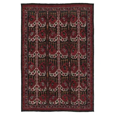 Pre-owned Rug & Kilim 's Ersari-inspired Rug With Coral Red Boteh Paisley Patterns