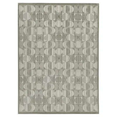 Pre-owned Rug & Kilim 's European Deco Style Rug In Gray & White Geometric Patterns