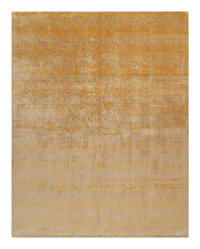 Pre-owned Rug & Kilim 's European Rug In Gold And Green With Floral Patterns “medici”