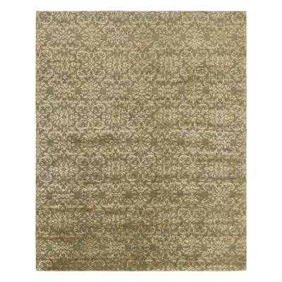Pre-owned Rug & Kilim 's European Rug In Green With Arabesque Patterns In Beige-cream Tones
