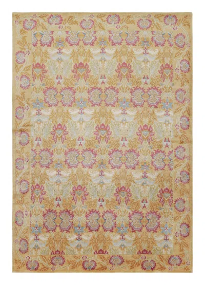 Pre-owned Rug & Kilim 's European Style Floral Rug In Gold And Red All-over Pattern