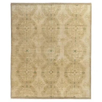 Pre-owned Rug & Kilim 's European Style Rug, All Over Beige-brown, Green Medallion Pattern
