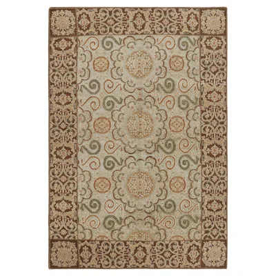 Pre-owned Rug & Kilim 's European Style Rug Beige-brown Green Wool Silk Custom Floral
