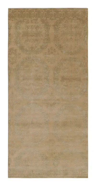 Pre-owned Rug & Kilim 's European Style Rug In Beige-brown And Green Medallion Pattern
