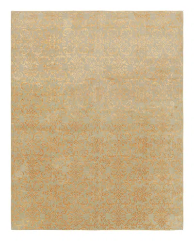 Pre-owned Rug & Kilim 's European Style Rug In Gold And Green Arabesque Pattern