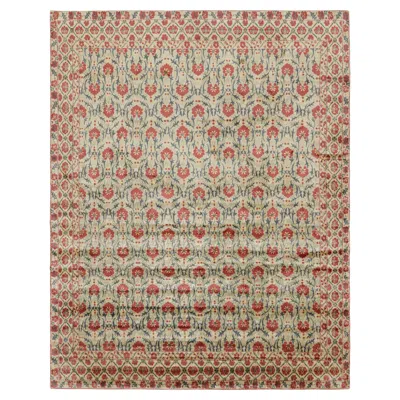 Pre-owned Rug & Kilim 's European Style Rug In Gold With Red And Teal Florals “samarkand”