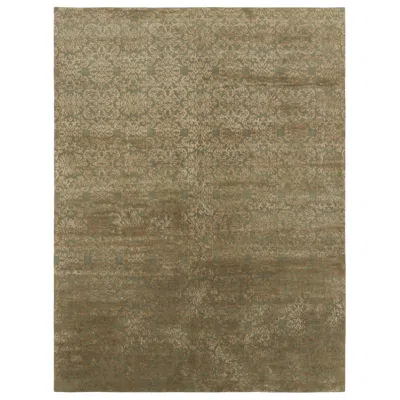 Pre-owned Rug & Kilim 's European Style Rug In Green With Arabesque Patterns In Beige-brown