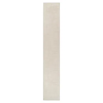 Pre-owned Rug & Kilim 's Extra-long Runner Rug In Textured Monochrome White Tones & Striae