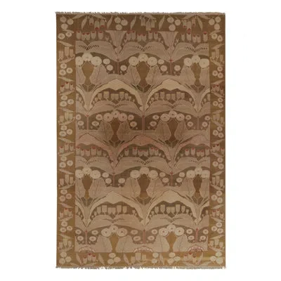 Rug & Kilim Fetcher House Vintage Arts & Crafts Palace Rug In Morris Lillies -  In Brown;red;beige;gold