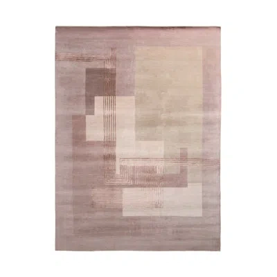 Rug & Kilim 's French Art Deco Rug In Pink With Geometric Patterns In Brown;beige;pink