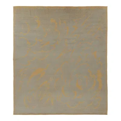 Rug & Kilim 's French Art Deco Style Rug In Beige With Gold Curving Patterns In Beige,brown,blue,gold