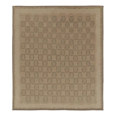Rug & Kilim 's French Art Deco Style Rug In Beige-brown With Geometric Patterns In Beige,brown,cream,white