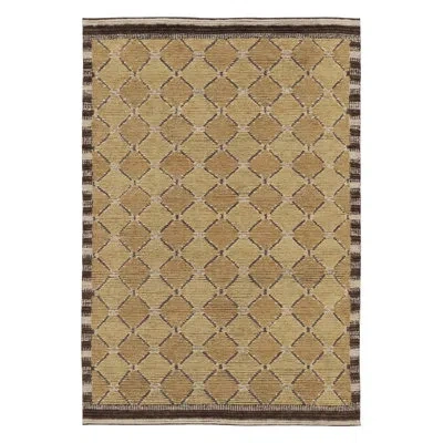 Rug & Kilim 's French Art Deco Style Rug In Beige-brown With Geometric Patterns In Beige,brown,cream,white