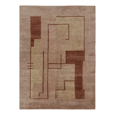 Rug & Kilim 's French Art Deco Style Rug In Beige-pink With Geometric Patterns In Beige,brown,pink,cream,white