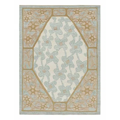 Rug & Kilim 's French Art Deco Style Rug In White With Colorful Geometric Patterns In Blue;brown;beige;pink;cream