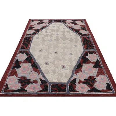 Rug & Kilim 's French Art Deco Style Rug With Beige And Red Geometric Patterns In Blue;black;brown;beige;pink