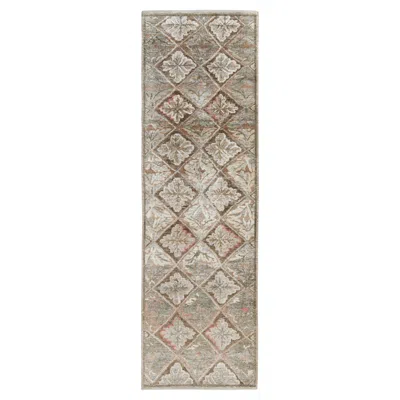 Pre-owned Rug & Kilim 's French Aubusson Style Runner In Green, Beige-brown Floral Pattern
