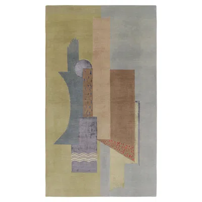 Pre-owned Rug & Kilim 's French Deco Style Rug In Green, Gray And Beige Pattern