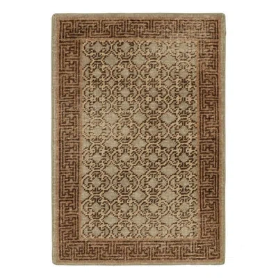 Rug & Kilim Geometric Hand-knotted Rectangle 2' X 3' Wool Area Rug In Gray/brown In Gray,brown