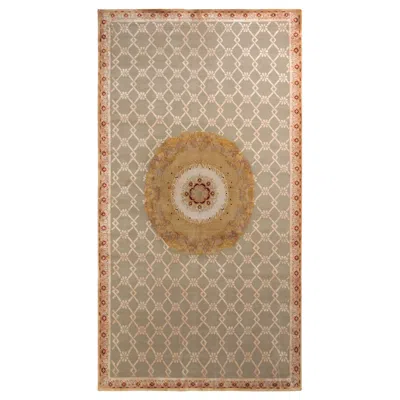 Pre-owned Rug & Kilim 's Hand Knotted Aubusson Style Rug In Beige-brown Medallion Pattern