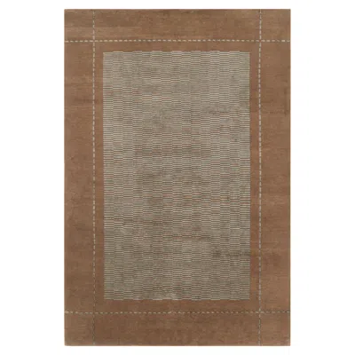 Pre-owned Rug & Kilim 's Hand Knotted Austrian Art Deco Style Rug In Brown And Blue