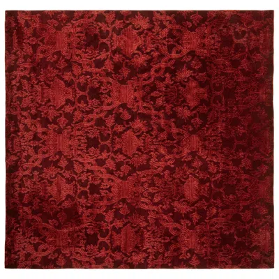 Pre-owned Rug & Kilim 's Hand Knotted European Style Rug In Red All-over Floral Pattern