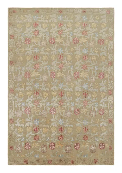 Pre-owned Rug & Kilim 's Hand Knotted Spanish Style Floral Rug In Beige And Red