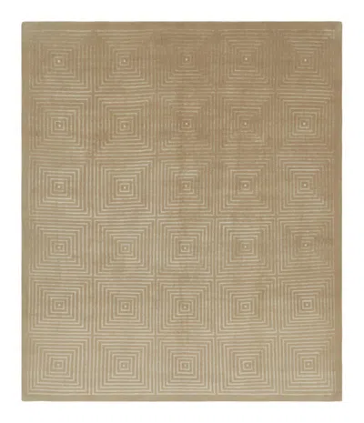 Pre-owned Rug & Kilim 's Hand-knotted Modern Rug In Brown, White Art Deco Pattern