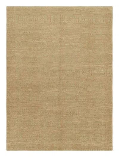 Pre-owned Rug & Kilim 's Handmade Contemporary Rug In Green And Brown Geometric Pattern