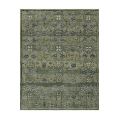 Rug & Kilim 's Khotan-inspired Rug In Green With Pomegranate Floral Patterns In Brown;beige;silver;gray;green