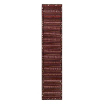 Rug & Kilim Kilim & Flat Weave One-of-a-kind 2'6x11'9 1950s Wool Area Rug In Brown;red;beige;pink;white;cream