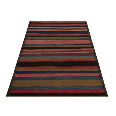Rug & Kilim Kilim & Flat Weave One-of-a-kind 3'10x5'5 1950s Wool Area Rug In Blue;brown;red;beige;pink;silver;gray;gr