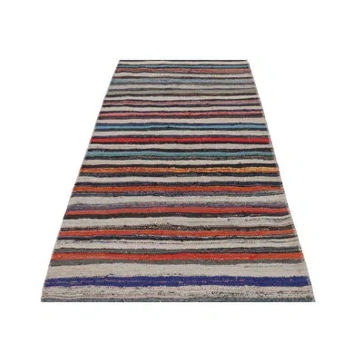 Rug & Kilim Kilim & Flat Weave One-of-a-kind 3'11x8'1 1950s Wool Area Rug In Blue;brown;red;beige;pink;purple;white;o