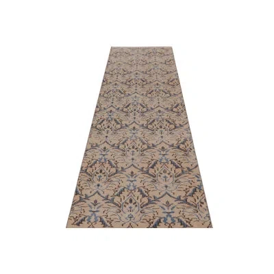 Rug & Kilim Kilim & Flat Weave One-of-a-kind 3'1x9'6 1950s Runner Wool Area Rug In Blue;brown;beige;pink;white;cream