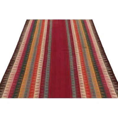 Rug & Kilim Kilim & Flat Weave One-of-a-kind 4'10x6'5 1950s Wool Area Rug In Blue;red;pink;purple;white;orange;green;