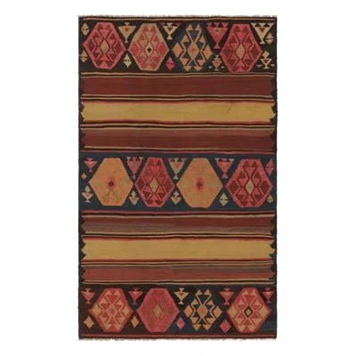 Rug & Kilim Kilim & Flat Weave One-of-a-kind 4'11x8' 1950s Wool Area Rug In Blue;brown;red;beige;pink;gold;white;gre