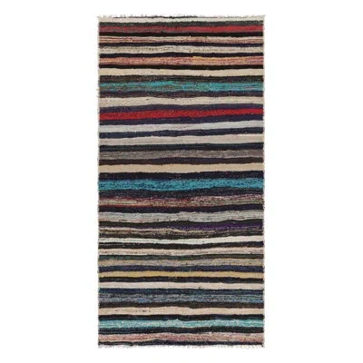 Rug & Kilim Kilim & Flat Weave One-of-a-kind 4'2x8'7 1950s Wool Area Rug In Blue;black;brown;red;beige;pink;purple;w