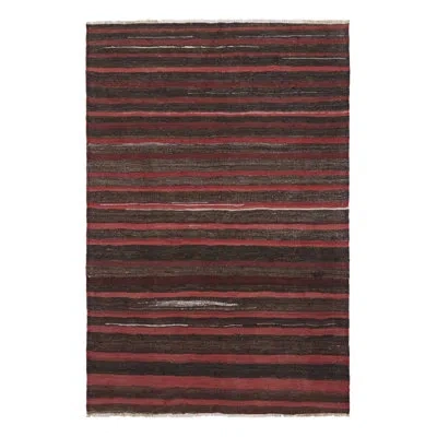 Rug & Kilim Kilim & Flat Weave One-of-a-kind 4'5x6'3 1950s Wool Area Rug In Brown;red;beige;white;silver;gray;cream