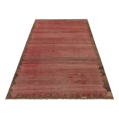 Rug & Kilim Kilim & Flat Weave One-of-a-kind 4'6x7'6 1950s Wool Area Rug In Brown;beige;pink;white;cream