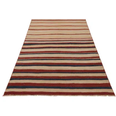 Rug & Kilim Kilim & Flat Weave One-of-a-kind 5'1x8'3 1950s Wool Area Rug In Brown;red;beige;pink;white;cream